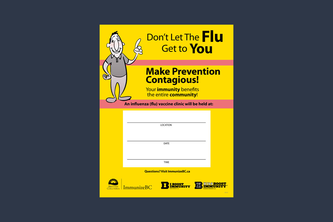 sign design by kapow creative for BC Centre for Disease Control Flu vaccine
