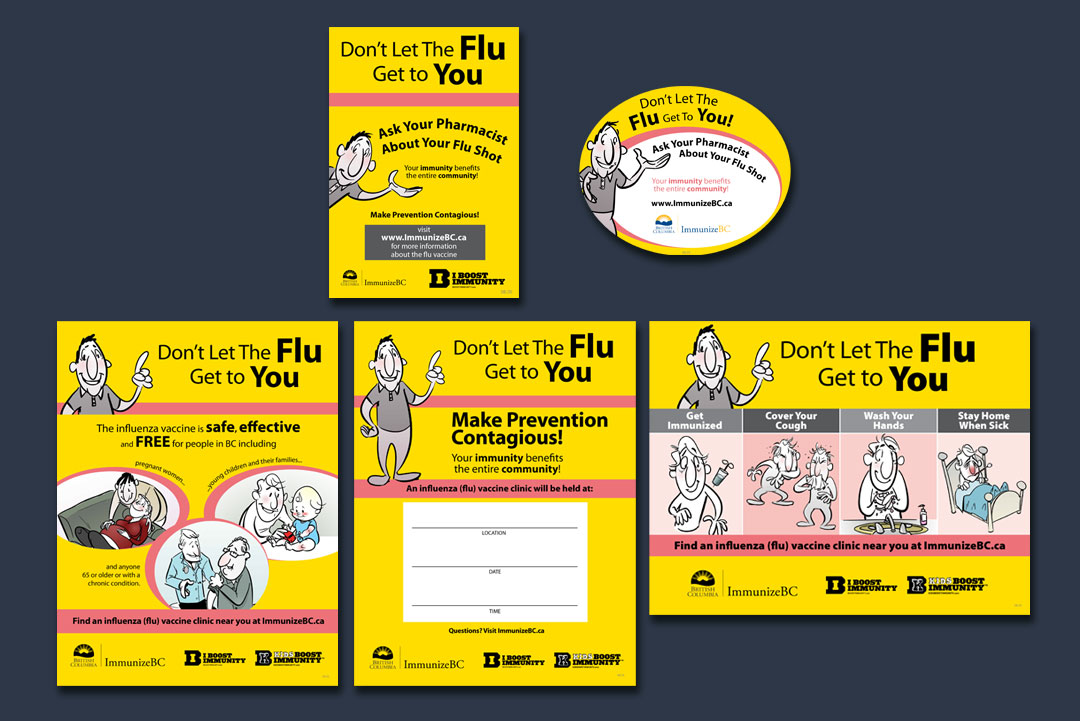sign design by kapow creative for BC Centre for Disease Control Flu vaccine